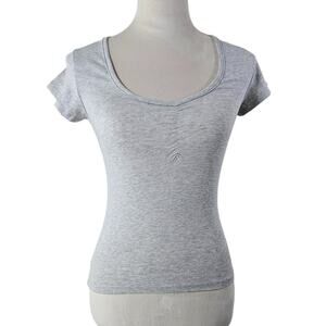 WeWoreWhat Ribbed Scoop Neck Tee Heather Gray Capsule Essential S